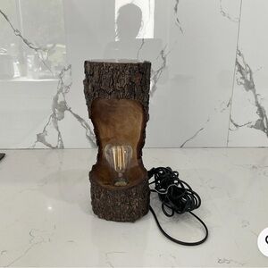 Rustic Wood Lamp with Edison Bulb